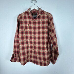 Woolrich John Rich and Bros Women's Red Flannel Sheep Button Up Shirt Outdoor